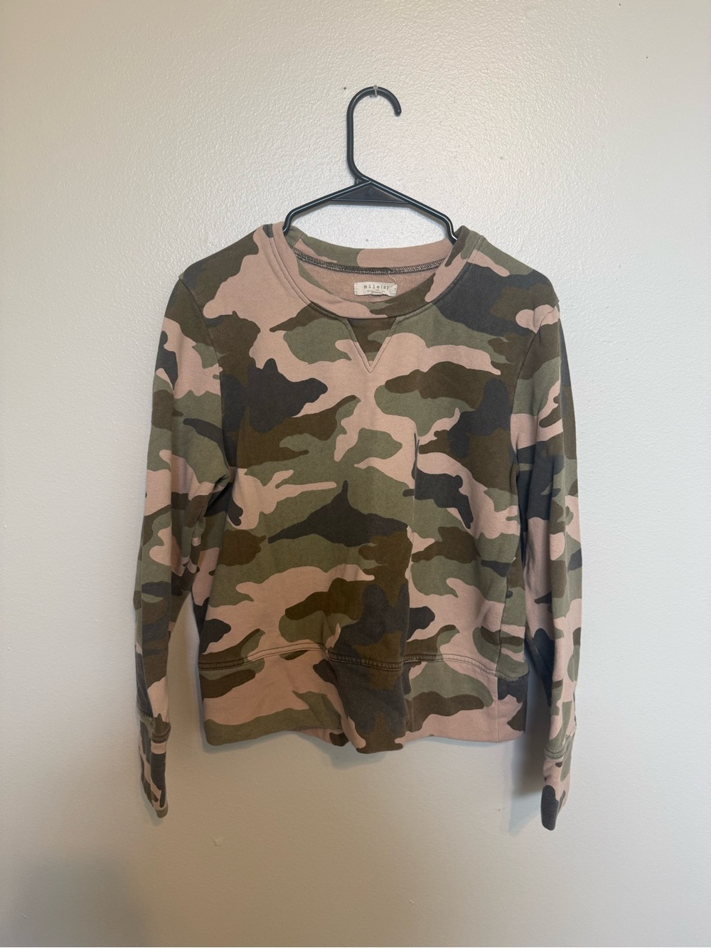 Madewell Women's Camo Pullover Sweatshirt in Olive and Blush